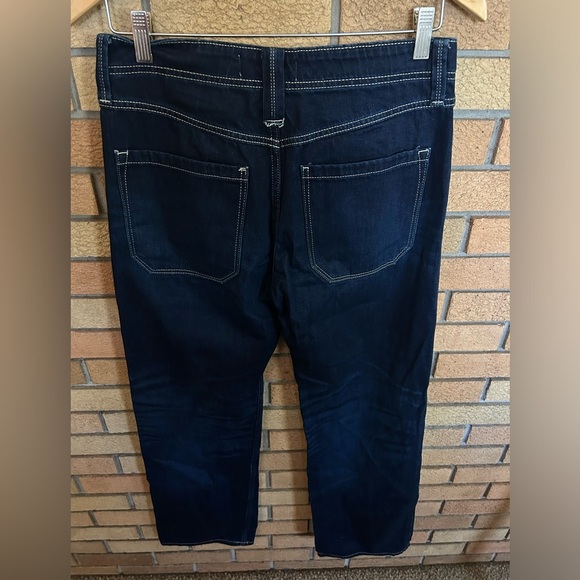 We The Free Jeans Denim Dark Wash Blue Solid Pockets Wide Leg Button Fly Size 26 - Picture 2 of 6